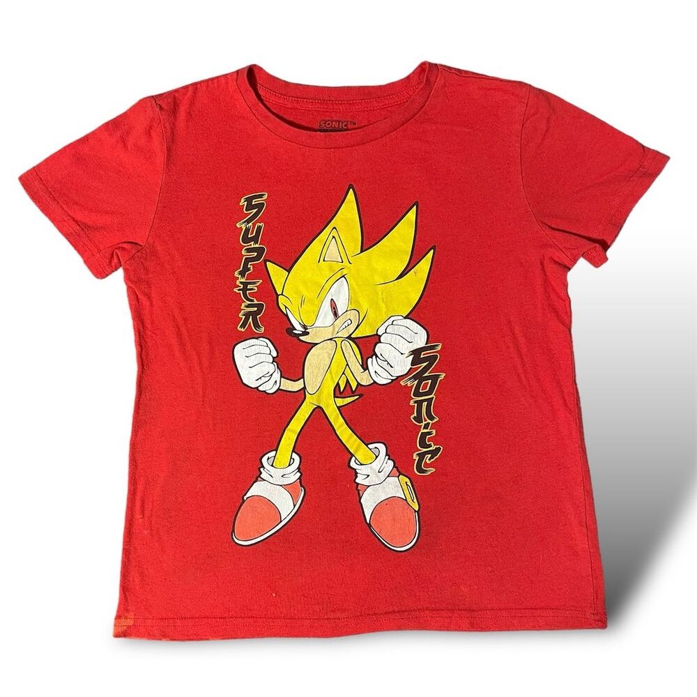 Sonic Super Sonic Graphic T-Shirt Red Kids  Size L Officially Licensed